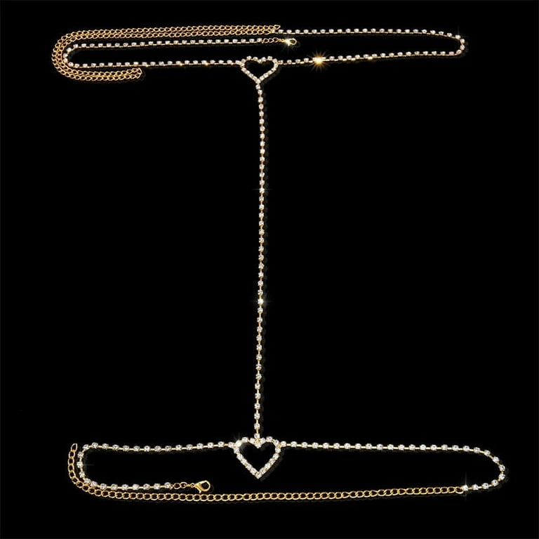 Rhinestone Heart Leg Thigh Chain Jewelry Women Crystal Thigh Waist Chain  Harness Body Accessories Body Jewelry