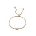 thumbnail image 1 of Rhinestone Heart Metal Chain Adjust Bracelet Gold, 1 of 2