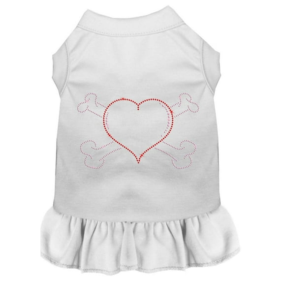 Pet Dog and Cat Dress Rhinestone, "Heart Crossbones"