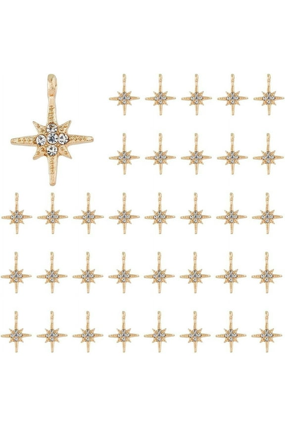 Rhinestone Hexagram Charms North Star Pendants Alloy Six Point Star Pendants Light Gold Vintage Charm Celestial Charms Shiny Dangle Charm for DIY Jewelry Making Light GoldDIY