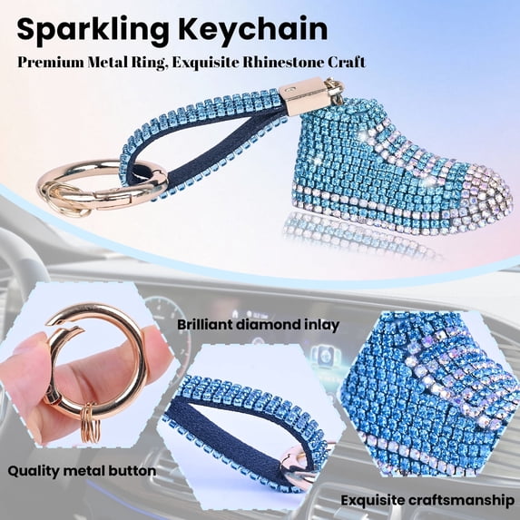 Rhinestone High Top Sneakers Keychain, Crystal Sport Shoes Keyring for Bag Key Phone Car Accessories