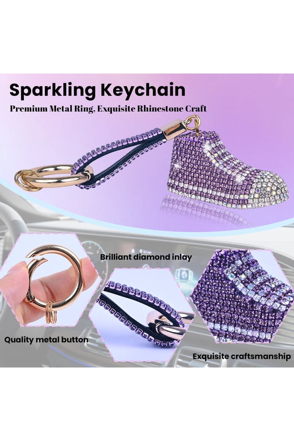 Rhinestone High Top Sneakers Keychain, Crystal Sport Shoes Keyring for Bag Key Phone Car Accessories