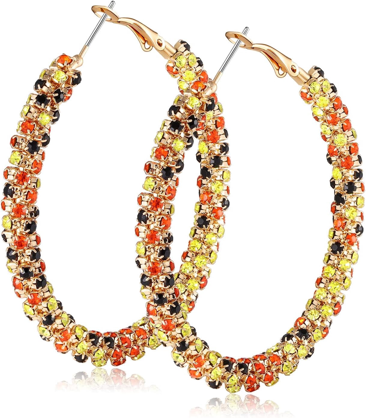 Bohemian Sparkle Resin Rhinestone Hoop Earrings – Green Big Circle Dangle Earrings For Women