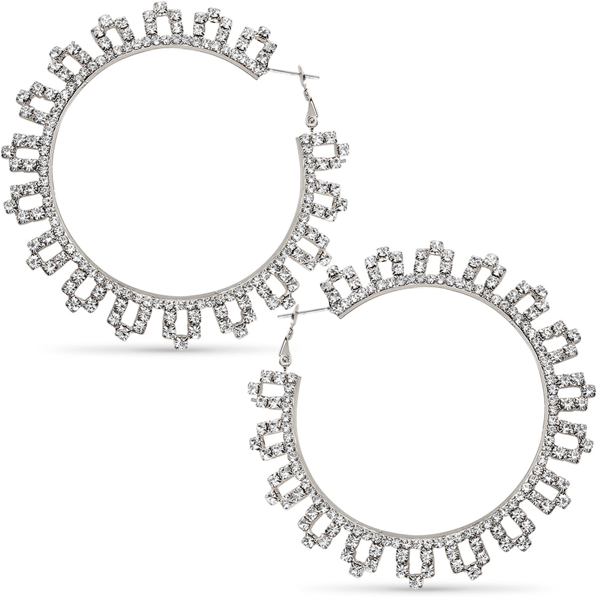 Extra large clearance rhinestone hoop earrings