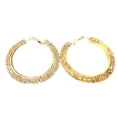 thumbnail image 1 of Rhinestone Hoop Earrings Iridescent Crystal Gold Tone 2.5 inch Hoops Large, 1 of 4