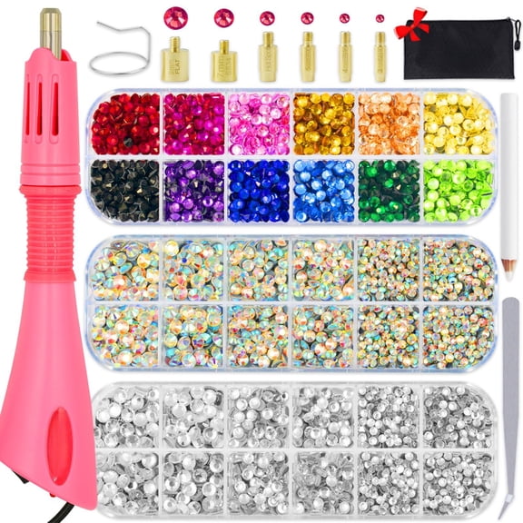 Rhinestone Hotfix Applicator Bedazzler Kit with 5000+ Crystals for Clothing Crafts