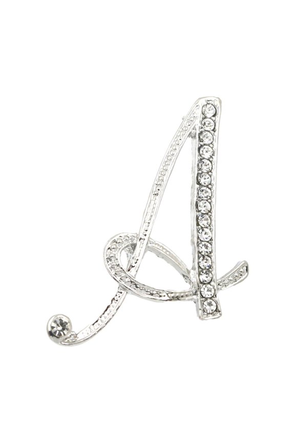 Rhinestone Initial Letter H Brooch Pin for Clothing Bags Hats Accessories Metal Plated Script Design Decorative Jewelry
