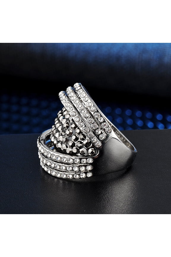 Rhinestone Inlaid Alloy Ring Elegant Fashion Jewelry Spark