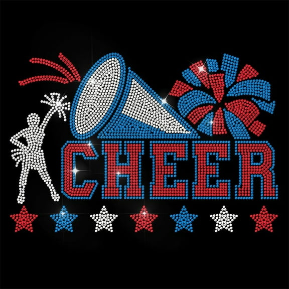 Rhinestone Iron on Transfer Cheer Bling Diamond Hotfix Patches for Clothes 11.6"x8.2" Large Iron On Sequin Applique for Jeans Jacket Caps Bag T-Shirts Shoes DIY Decor 1 Sheet