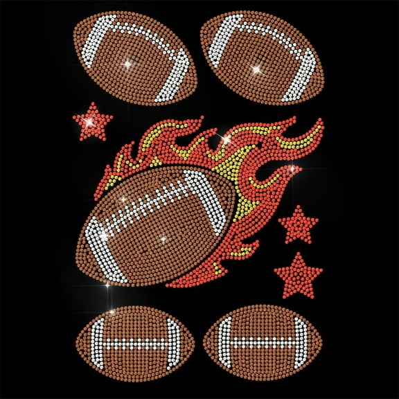 Rhinestone Iron on Transfer Flame Rugby Sports Bling Diamond Hotfix Patches DIY for Clothes 11.6"x8.2" Large Iron On Sequin Applique DIY for Jeans Jacket Caps Bag T-Shirts Shoes DIY Decor