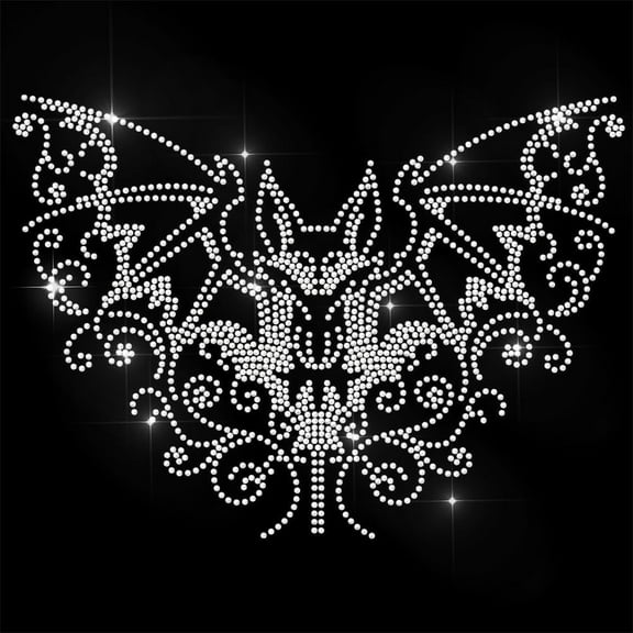 Rhinestone Iron on Transfer Gothic Bat Bling Diamond Hotfix Patches for Clothes 11.6"x8.2" Large Iron On Sequin Applique for Jeans Jacket Caps Bag T-Shirts Shoes DIY Decor