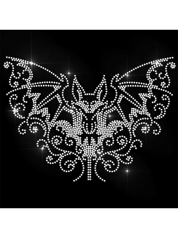 Rhinestone Iron on Transfer Gothic Bat Bling Diamond Hotfix Patches for Clothes 11.6"x8.2" Large Iron On Sequin Applique for Jeans Jacket Caps Bag T-Shirts Shoes DIY Decor Colorful
