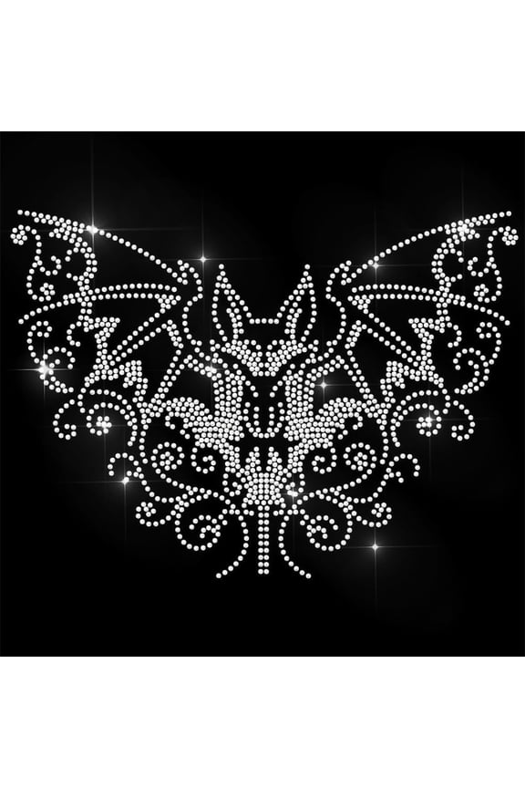 Rhinestone Iron on Transfer Gothic Bat Bling Diamond Hotfix Patches for Clothes 11.6"x8.2" Large Iron On Sequin Applique for Jeans Jacket Caps Bag T-Shirts Shoes DIY Decor