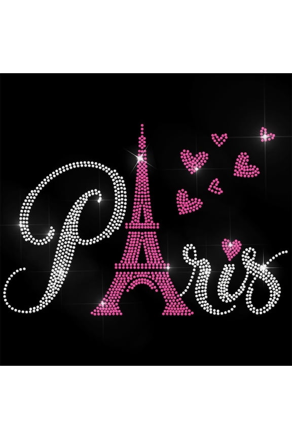Rhinestone Iron on Transfer Paris Bling Diamond Hotfix Patches for Clothes 11.6"x8.2" Large Iron On Sequin Applique for Jeans Jacket Caps Bag T-Shirts Shoes DIY Decor DIY Making