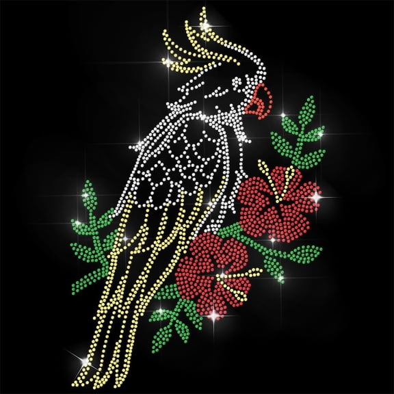 Rhinestone Iron on Transfer Parrot Bling Diamond Hotfix Patches for Clothes 11.6"x8.2" Large Iron On Sequin Applique for Jeans Jacket Caps Bag T-Shirts Shoes DIY Decor for DIY