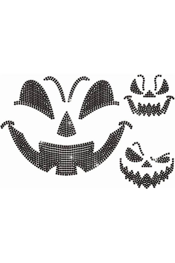 Rhinestone Iron on Transfer Pumpkin Emoticon Bling Diamond Hotfix Patches for DIY Clothes 11.6"x8.2" Large Iron On Sequin Applique for DIY Jeans Jacket Caps Bag T-Shirts Shoes DIY Decor