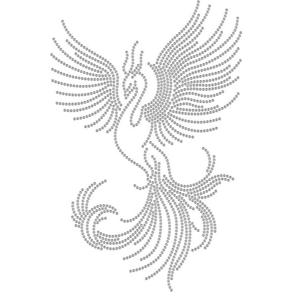 Rhinestone Iron on Hotfix Transfer Decal Phoenixl Crystal Rhinestone Heat Transfer for T-Shirt Vest Shoes Hat Jacket