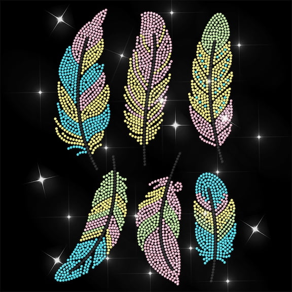 Rhinestone Iron on Transfer Feather Bling Diamond Hotfix Patches for Clothes 11.6"x8.2" Large Iron On Sequin Applique