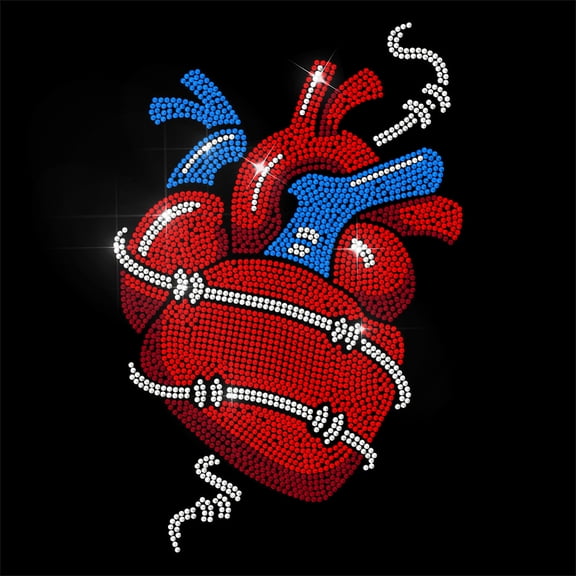 Rhinestone Iron on Transfer Heart Bling Diamond Hotfix Patches for Clothes 11.6"x8.2" Large Iron On Sequin Applique for Jeans Jacket Caps