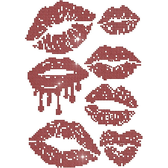 Rhinestone Iron-on Transfer Kiss Lips Design 11.7 x 8.3 inches Patch for Clothing