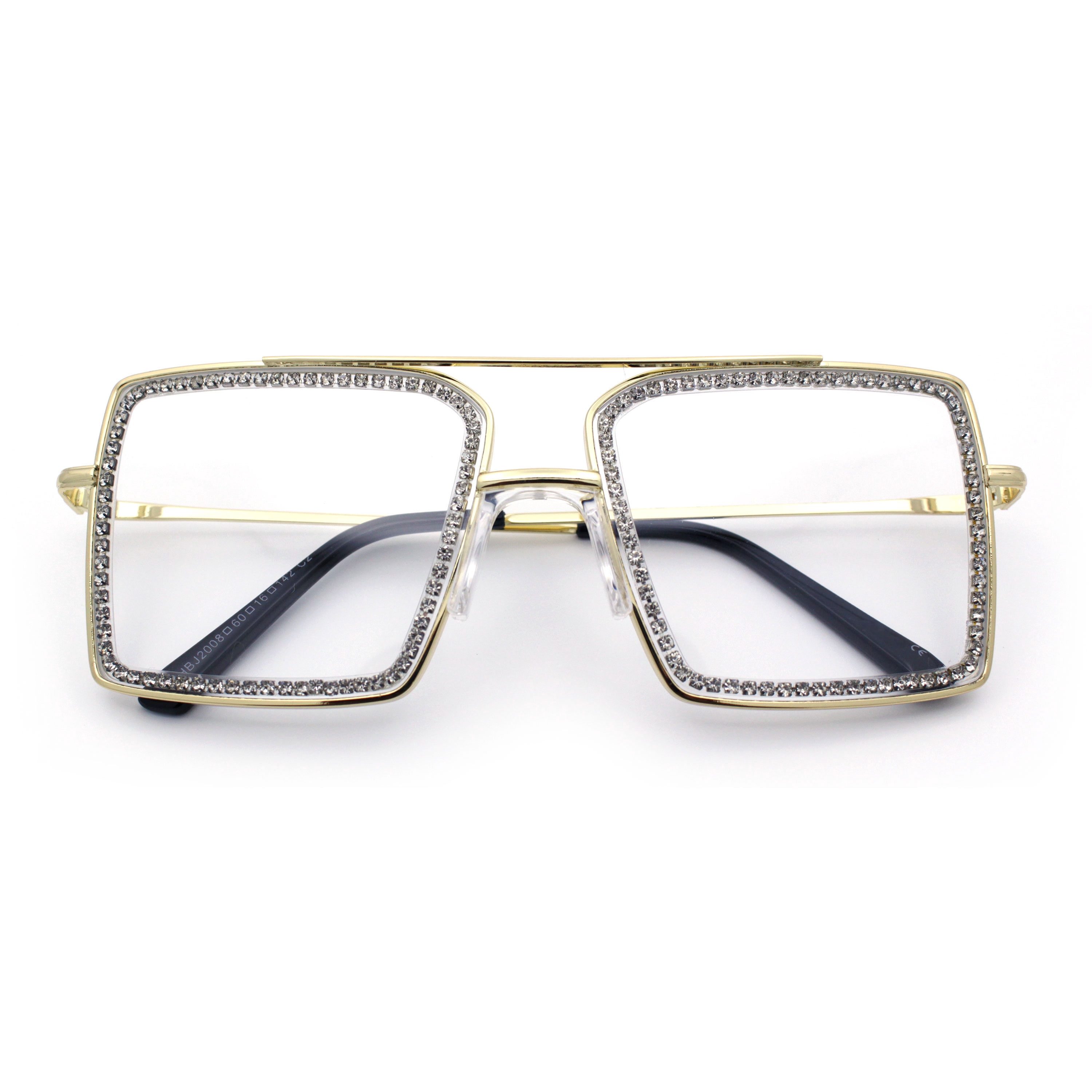 Vintage Square Frames Oversized Glasses Jeweled Rhinestone Decor Square Frame Oversized Fashion Glasses For  main image 2