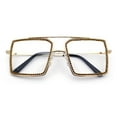thumbnail image 1 of Rhinestone Jewel Rectangle Metal Rim Chic Blue Light Filtering Computer Eyeglasses Gold Orange Stone, 1 of 8