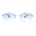 thumbnail image 1 of Rhinestone Jewel Stud Metal Rimless Bevel Lens Rectangle Sunglasses Gold - Blue, 1 of 4