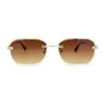 thumbnail image 1 of Rhinestone Jewel Stud Metal Rimless Bevel Lens Rectangle Sunglasses Gold - Brown, 1 of 4