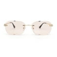 thumbnail image 1 of Rhinestone Jewel Stud Metal Rimless Bevel Lens Rectangle Sunglasses Gold - Light Peach, 1 of 4