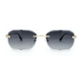 thumbnail image 1 of Rhinestone Jewel Stud Metal Rimless Bevel Lens Rectangle Sunglasses Gold - Smoke, 1 of 4