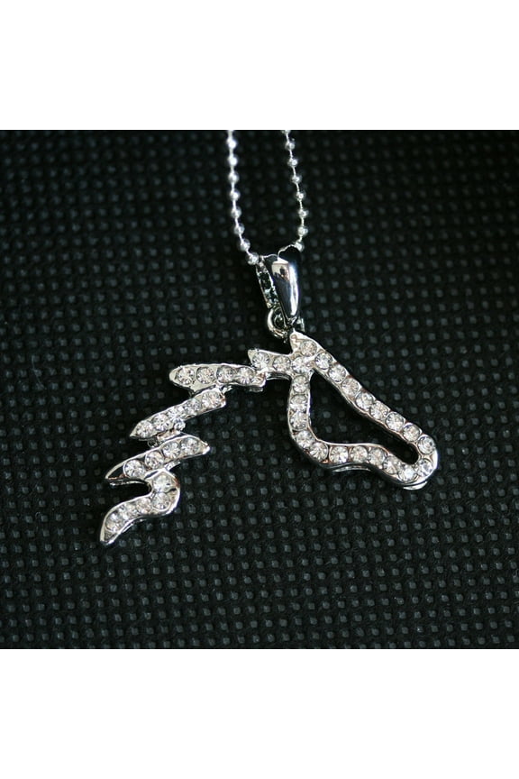 Rhinestone Jewelry Horse Necklace - Horse Head Pendant Equestrian Themed jewelry