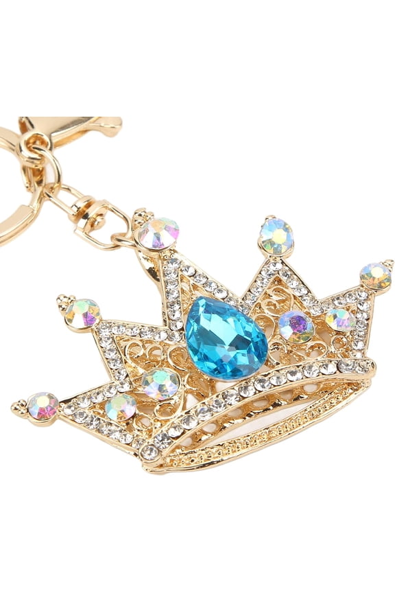 Rhinestone Keychain Crown Shape, Shiny Exquisite Decoration Women Crystal Gift Friends Family Queen Rhinestones Chain Blue -