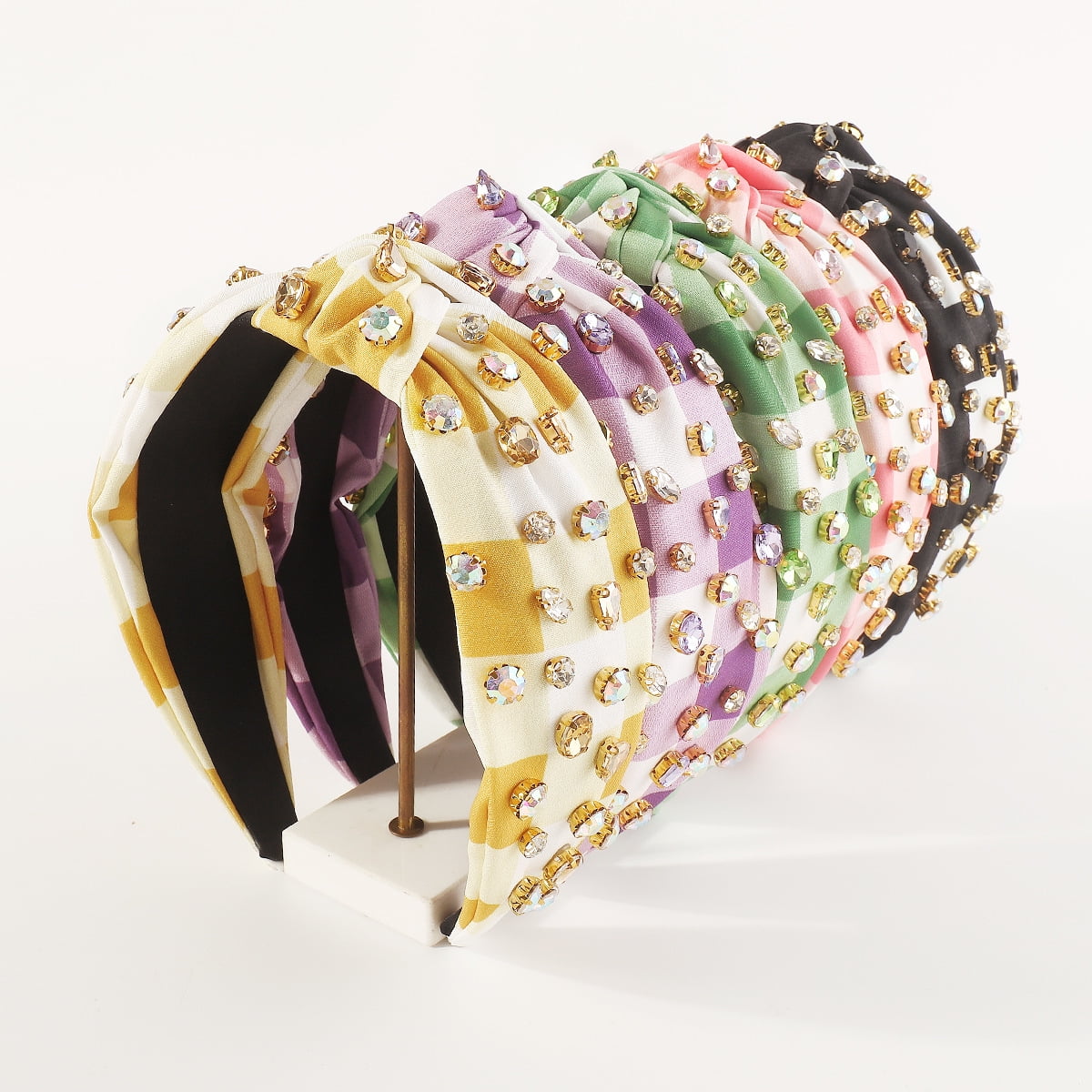 Rhinestone Knotted Headband for Women Crystal Jeweled Beaded 