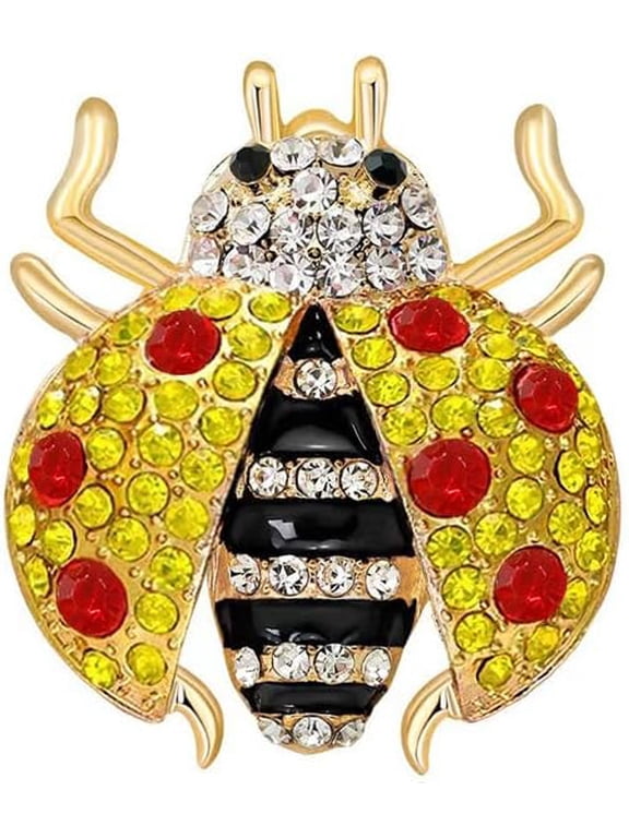 Rhinestone Ladybug Ring for Women Hypoallergenic Gold Plated Cute Beetle Animal Adjustable Open Band Charm Crystal Cubic Zirconia Rings Insect Delicate Personalized Jewelry for Party