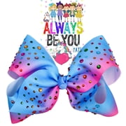 Bow (noeud) Cheer JoJo Siwa Grand Modèle - Arc Cheveux à Strass Arc-en-ciel Néon