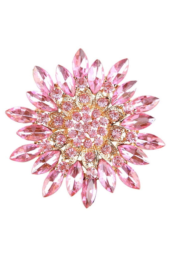 Rhinestone Large Flower Brooches Pins for Women Fashion Sparkly Crystal Sunflower Statement Brooch Wedding Party Suit Dress Formal Jewelry Accessories .
