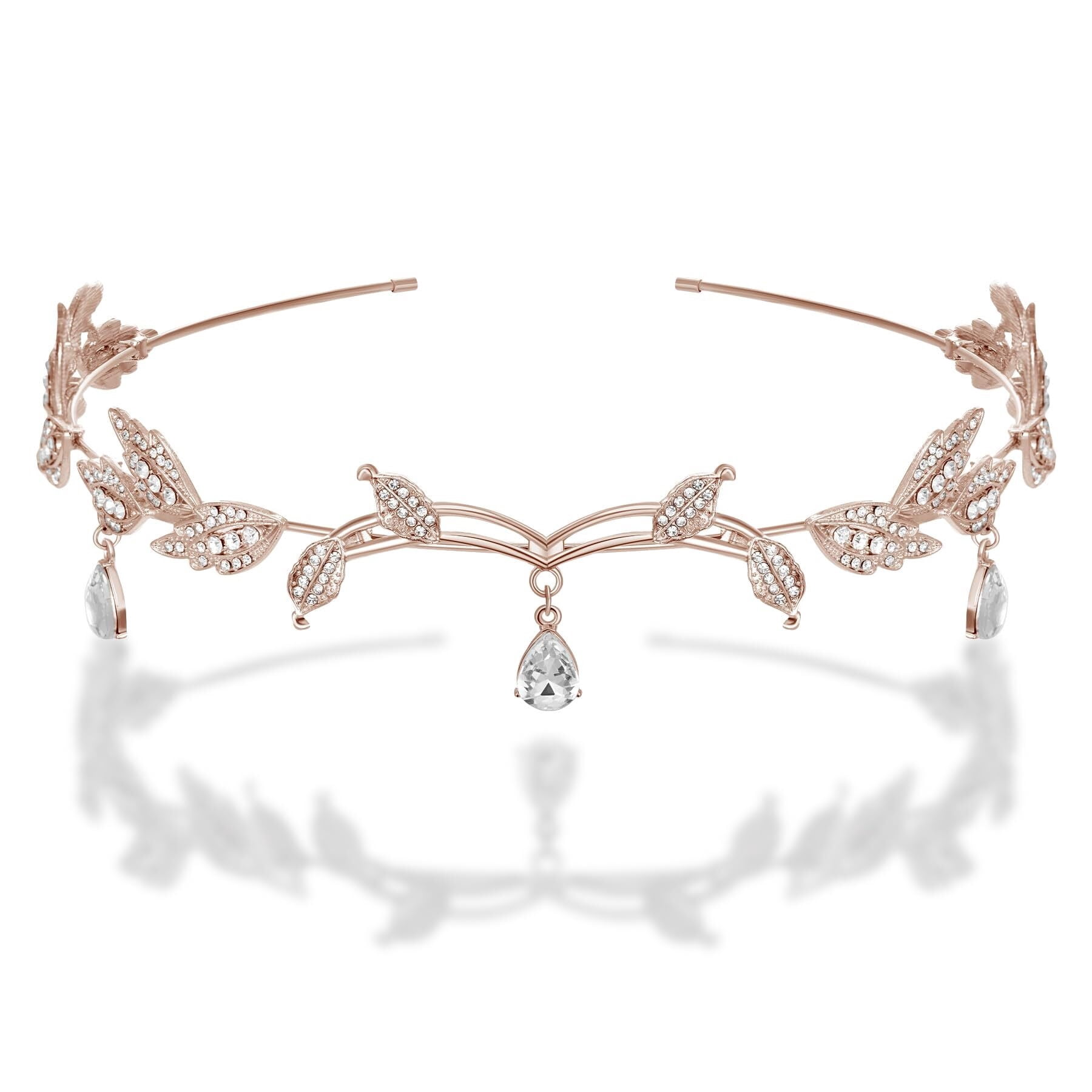 Foyte Bridal Goddess Crown – Gold Leaf Alloy Headband Tiara For Wedding, Prom, Birthday Party, Quinceañera & Cosplay