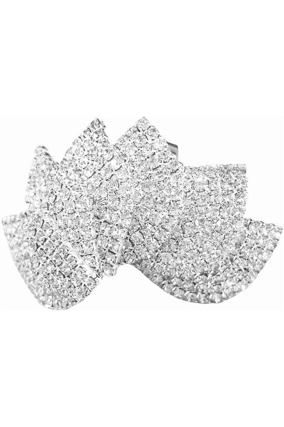 Rhinestone Leaves Cluster Statement Ring for Women - Delicate CZ Leaf Adjustable Open Climber Wrap Finger Band Promise Wedding Party Engagement Rings Luxury Cocktail Party Jewelry