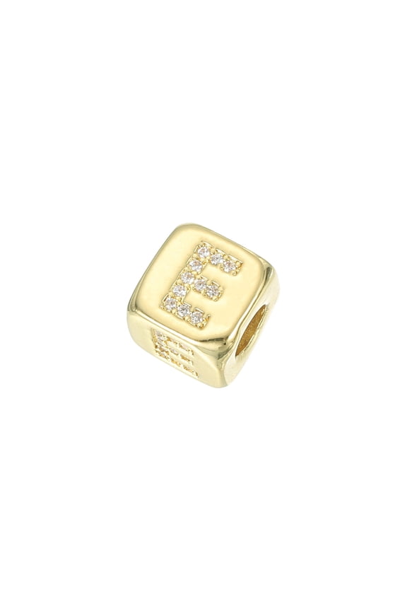 Rhinestone Letters Cube Beads 26 Letters Dice Charm Alphabet E
