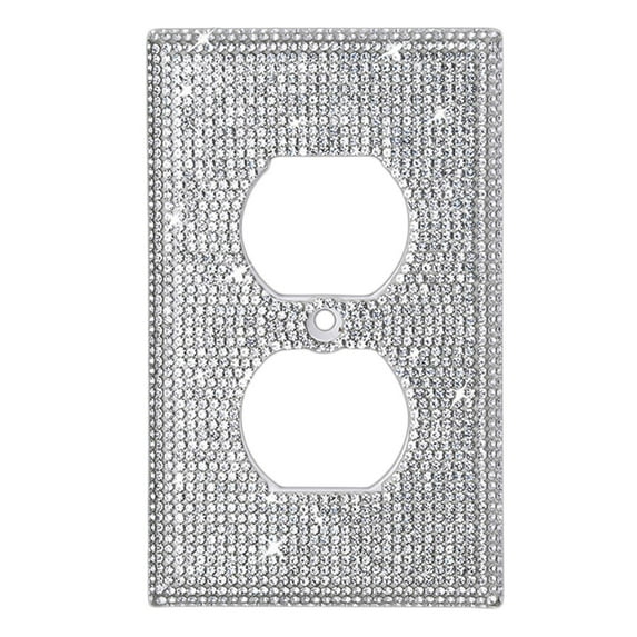 Rhinestone Light Switch Covers, Bling Wall Plate Covers for Outlets, Crystal Glitter Electrical Plate Covers with Screws, 1Set (1Set) White