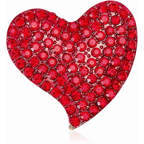Rhinestone Love Heart Brooch Pin for Women Gold-Toned Fashion Crystal Red Heart Brooches Lapel Pins Suit Collar Dress Accessories Delicate Valentine Holiday Jewelry for Lover Wife