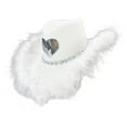 thumbnail image 1 of Rhinestone Love Heart Women Glitter Cowboy Hat Fur-edged Cowgirl Hats Women Funny Performance Costume Cosplay Hat for Wedding Carnival Party, 1 of 9