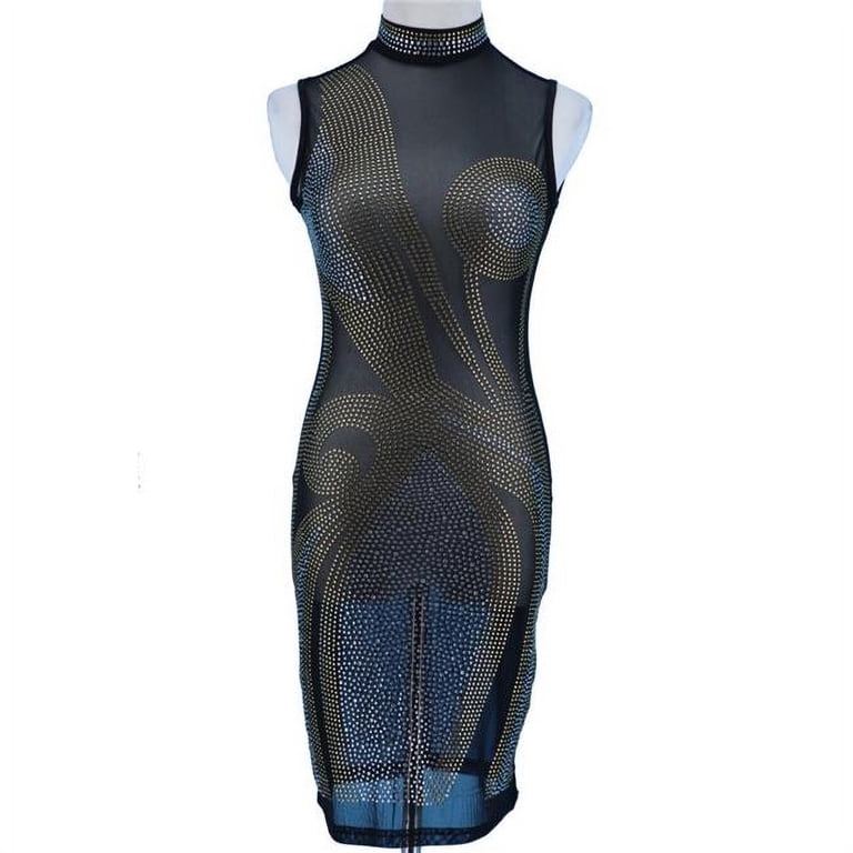 Rhinestone Mesh Dress, Black & Gold - Medium - Walmart.com Rhinestone Mesh Dress, Black & Gold - Medium - Walmart.com