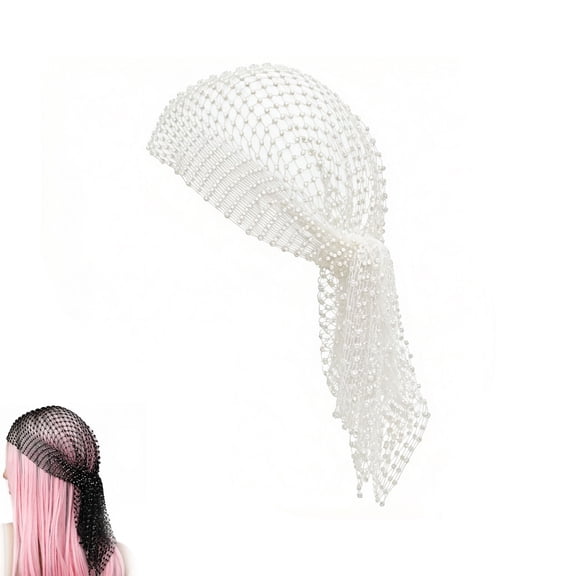 Rhinestone Mesh Head Scarf for Women, Glitter Elastic Headwrap Bandana for Women Rave Party Wedding Prom Cosplay