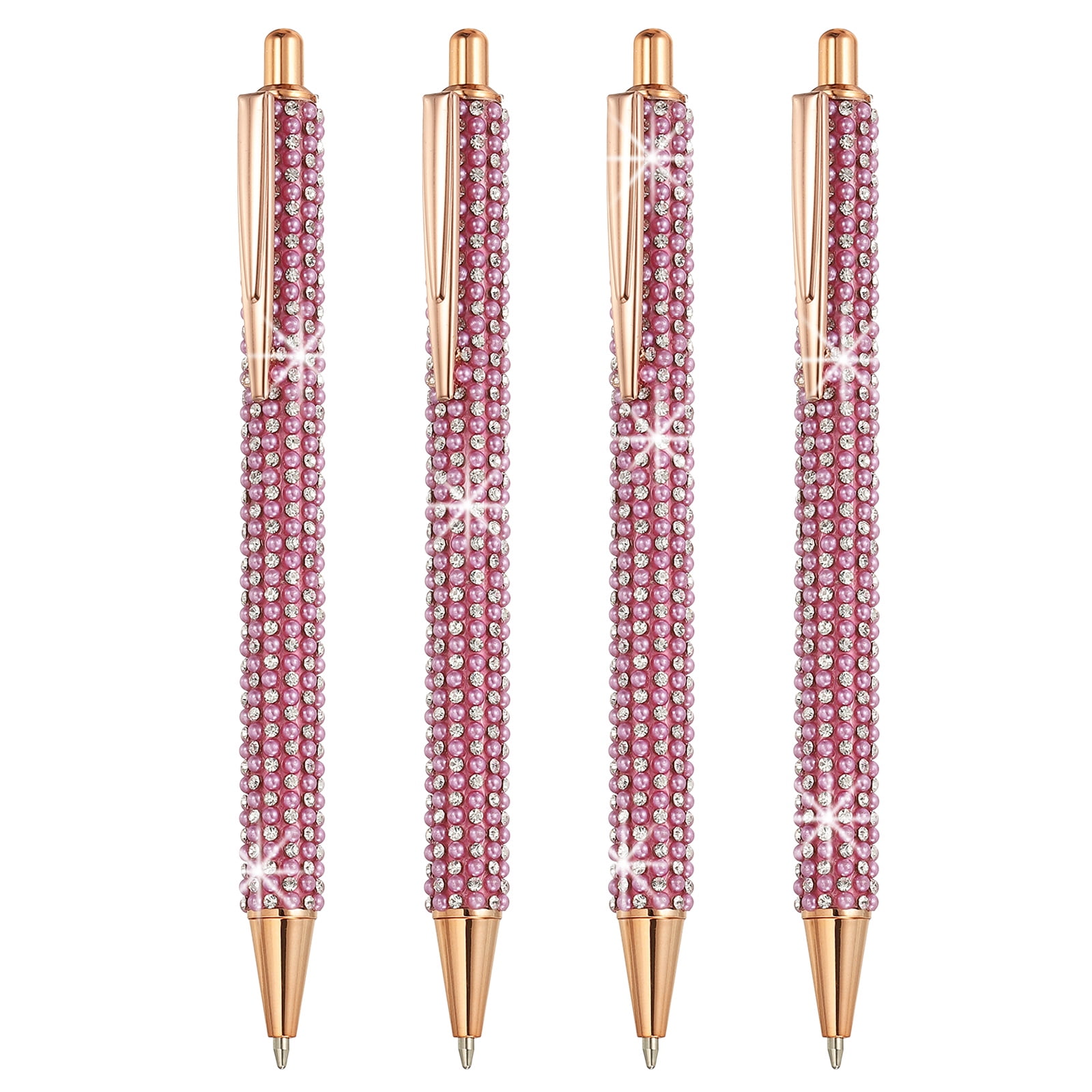 PATIKIL 4-Pack Metal Ballpoint Pens - 1.0mm Black Ink, Retractable Stylish Pens For Women, Office & Journaling (Purple/White)