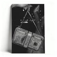 thumbnail image 1 of Rhinestone Money Bag & Heels Canvas Wall Art, Glam Luxury Fashion Decor, Black And White Fashion Artwork For Living Room, Ready To Hang, 1 of 5