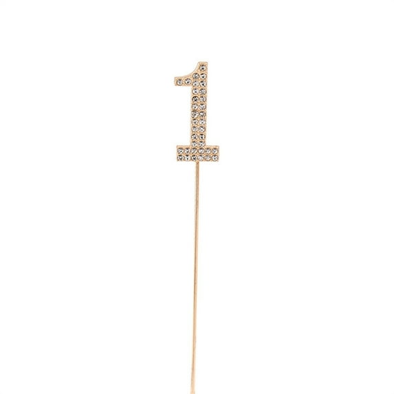 Rhinestone Number Cake Decor Gold Alloy Topper for Birthday Anniversary or Wedding Cakes Reusable Sparkling Insert for Dessert Table and Party Display