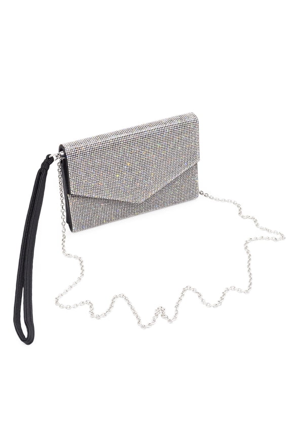 Rhinestone PU Leather Wallet on Chain Cell Phone Wristlet Clutch Purse Crossbody