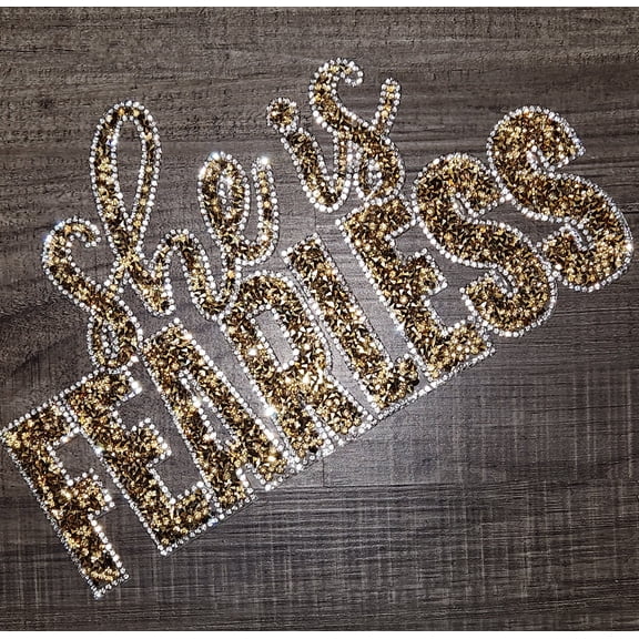 Rhinestone Patch, "She is Fearless" Super Bling Patch with Adhesive, Size 10"*6" Czech Rhinestones, DIY Applique for Hats, Shirts, & Bags