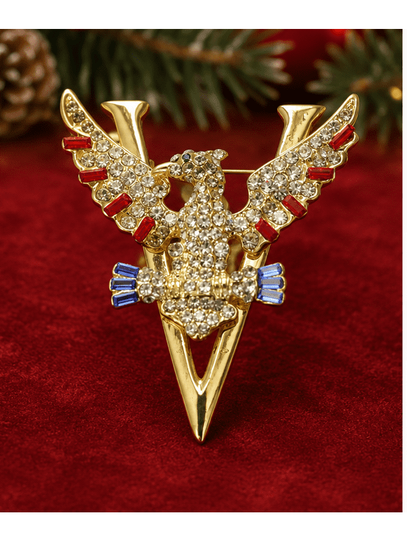 Patriotic Eagle Pin 4th July Red White Blue USA Eagle V Brooch